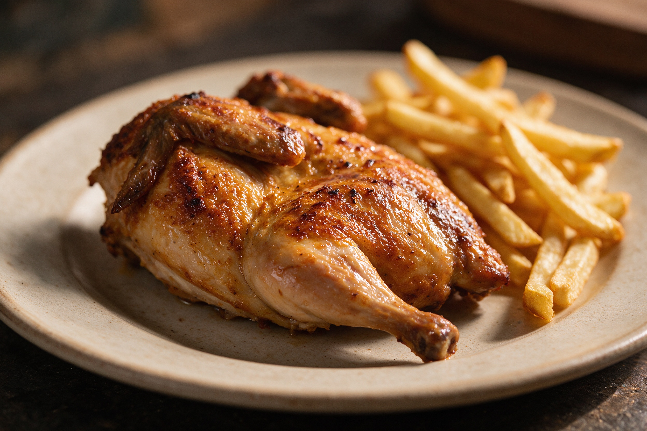 Medio pollo al carbón
